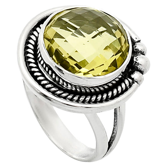 Premium Quality Green Gold Checker Briolette Ring size-6 R-1148 19-ER10229