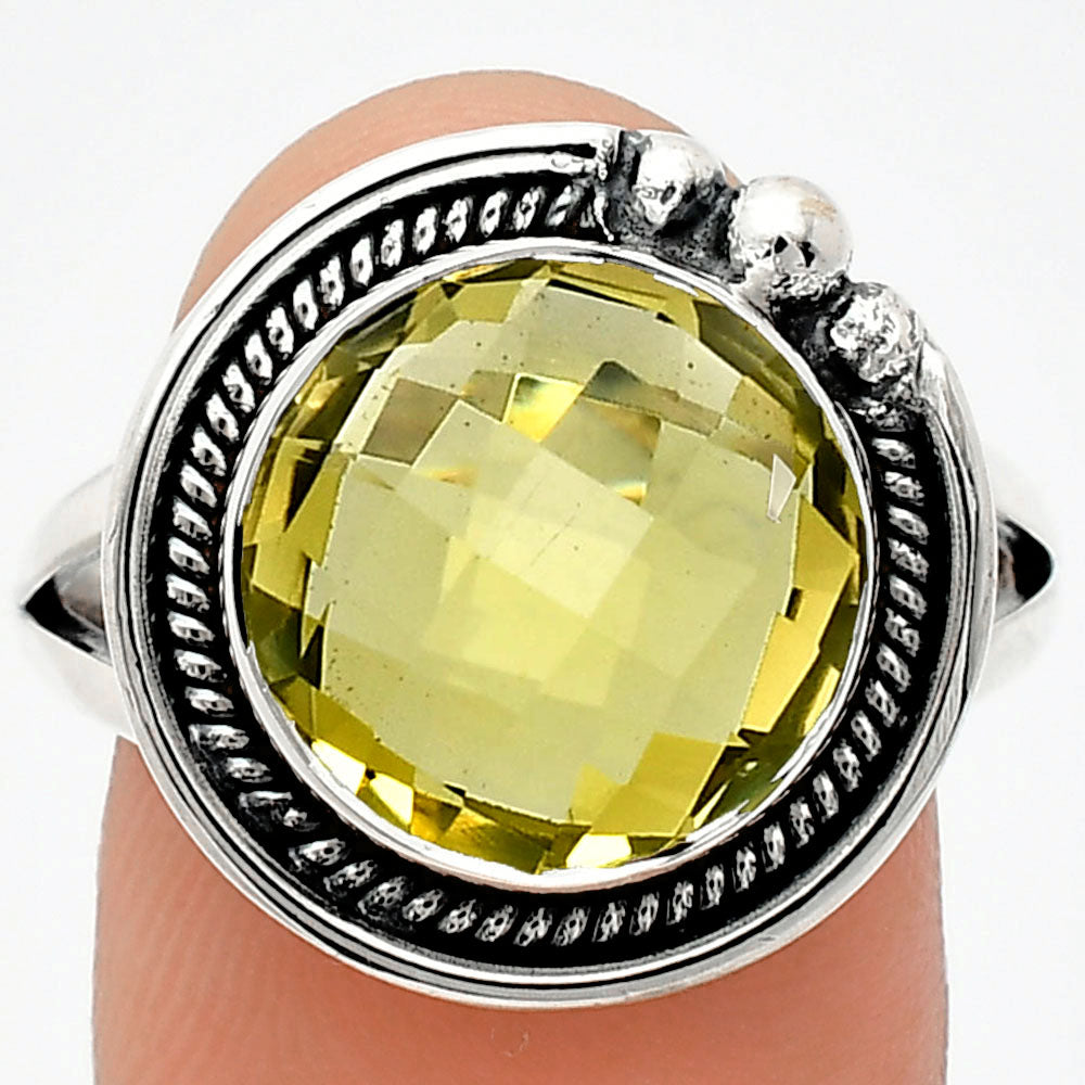 Premium Quality Green Gold Checker Briolette Ring size-9.5 R-1148 19-ER10230