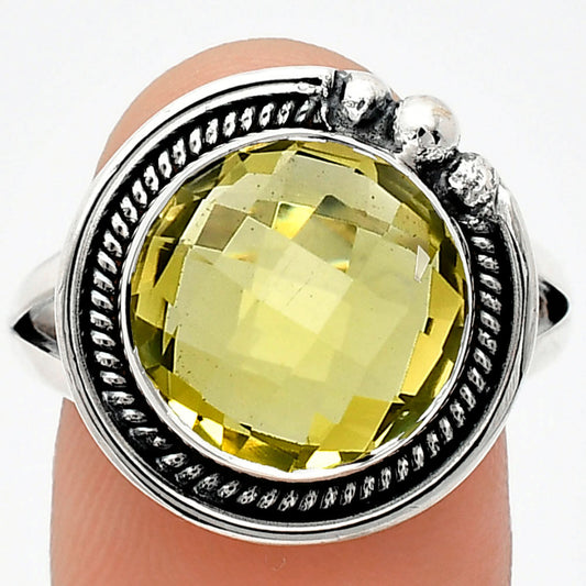 Premium Quality Green Gold Checker Briolette Ring size-9.5 R-1148 19-ER10230