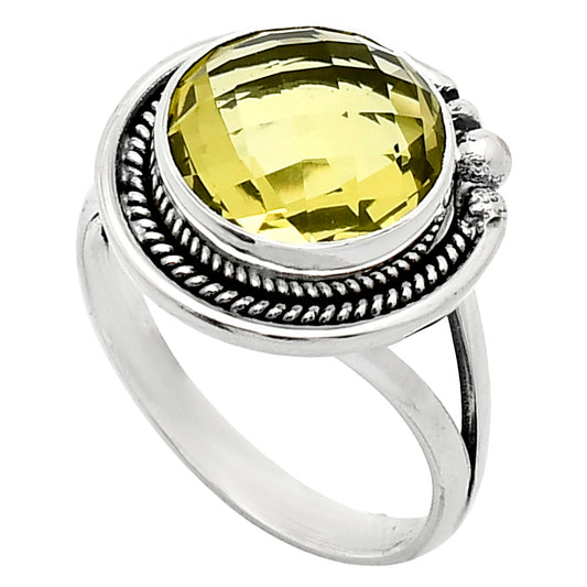 Premium Quality Green Gold Checker Briolette Ring size-9.5 R-1148 19-ER10230