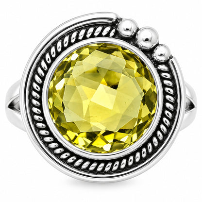 Premium Quality Green Gold Checker Briolette Ring size-7 R-1148 19-ER10231