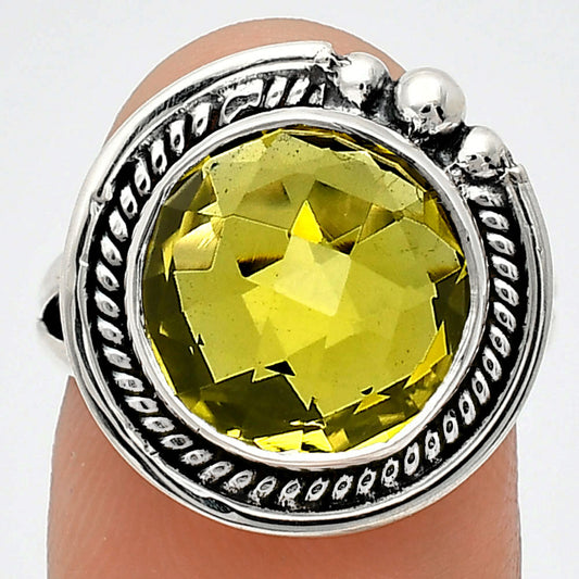 Premium Quality Green Gold Checker Briolette Ring size-7 R-1148 19-ER10231