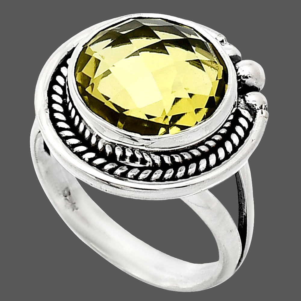 Premium Quality Green Gold Checker Briolette Ring size-7 R-1148 19-ER10231