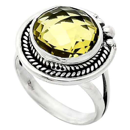 Premium Quality Green Gold Checker Briolette Ring size-7 R-1148 19-ER10231