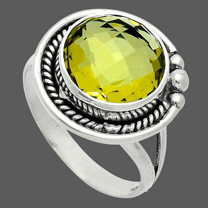 Premium Green Gold Checker Briolette Ring size-9 R-1148 19-ER10240