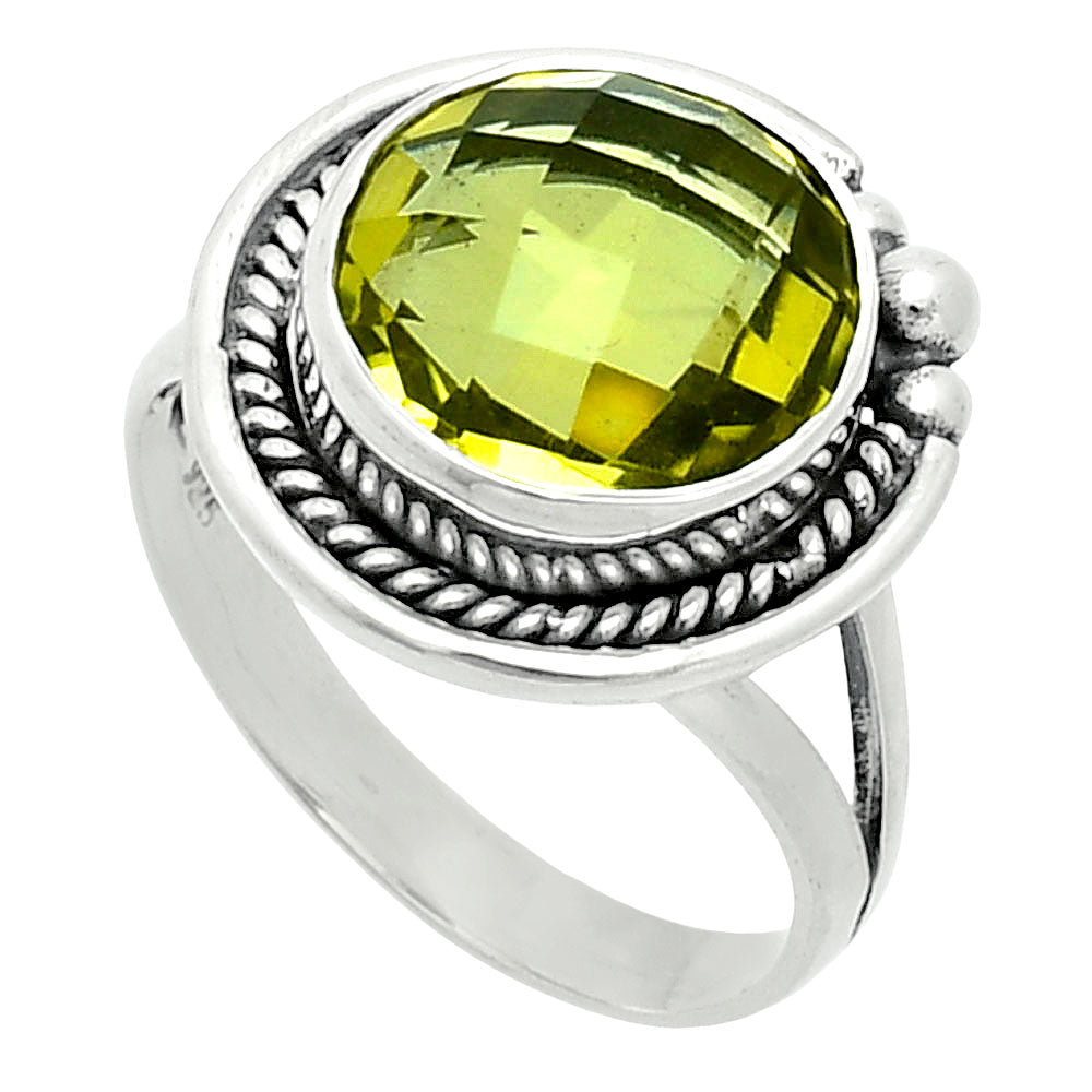 Premium Green Gold Checker Briolette Ring size-9 R-1148 19-ER10241