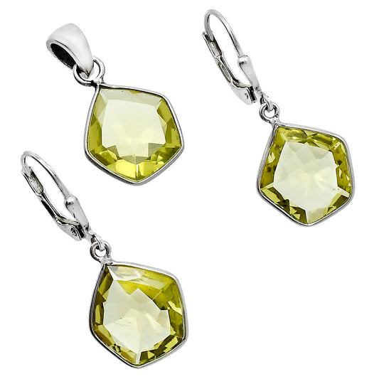 Premium Quality Lemon Quartz Pendant Earrings Set T-1015 19-ET10017