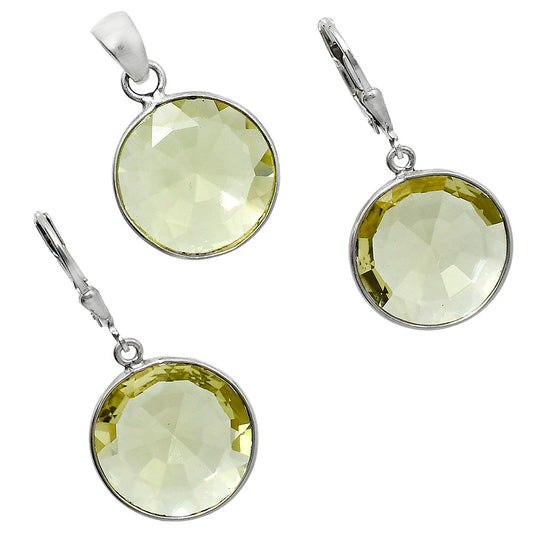 Premium Quality Lemon Quartz Pendant Earrings Set T-1015 19-ET10020