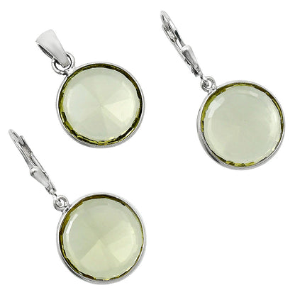 Premium Quality Lemon Quartz Pendant Earrings Set T-1015 19-ET10021