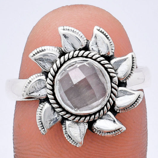 Premium Quality Sun - White Quartz Checker Ring size-8.5 R-1617 20-ER10267