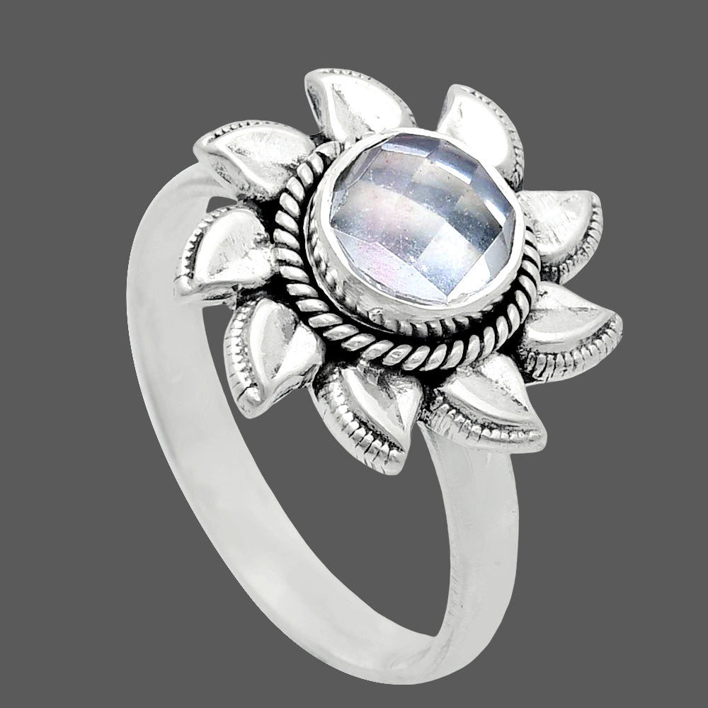 Premium Quality Sun - White Quartz Checker Ring size-8.5 R-1617 20-ER10267