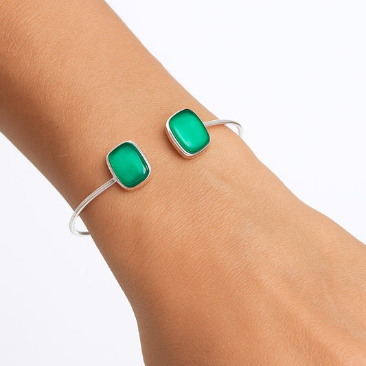 Premium Quality Green Onyx Cuff Bangle Bracelet B-1004 21-EB10081
