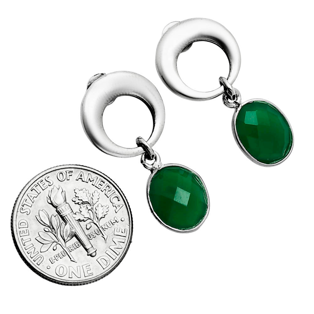 Premium Quality Green Onyx Checker Briolette Earrings E-1259 21-EE10225