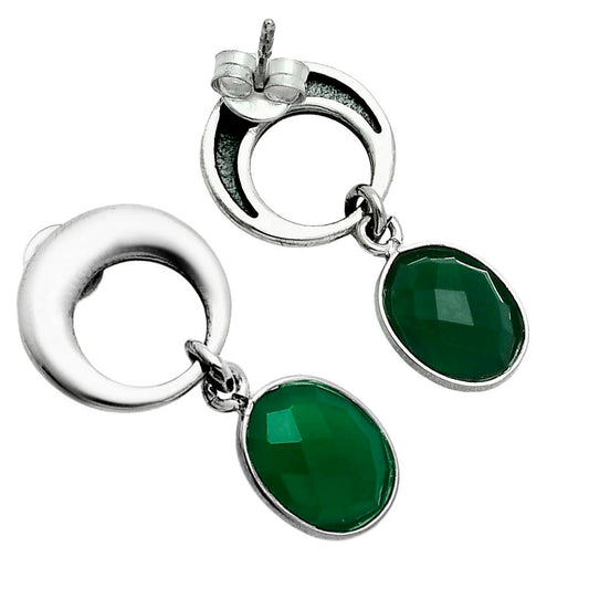 Premium Quality Green Onyx Checker Briolette Earrings E-1259 21-EE10225