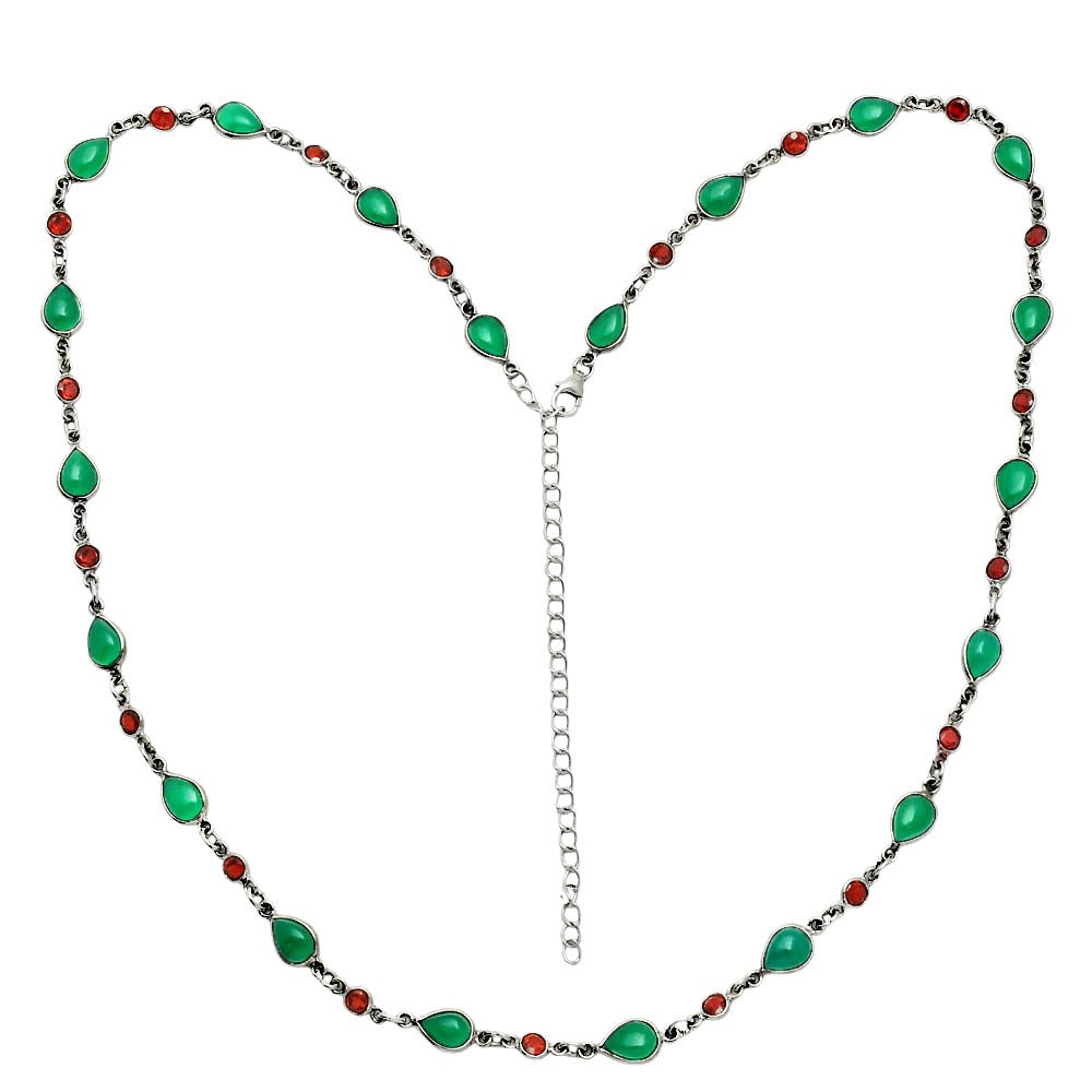 Premium Quality Green Onyx & Garnet Necklace N-1024 21-EN10060