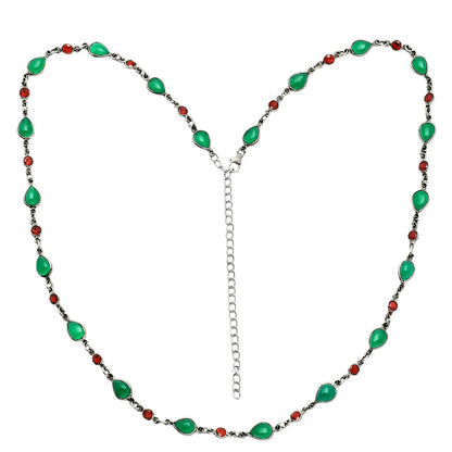 Premium Quality Green Onyx & Garnet Necklace N-1024 21-EN10060
