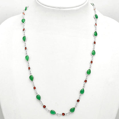 Premium Quality Green Onyx & Garnet Necklace N-1024 21-EN10061