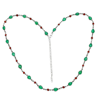 Premium Quality Green Onyx & Garnet Necklace N-1024 21-EN10061