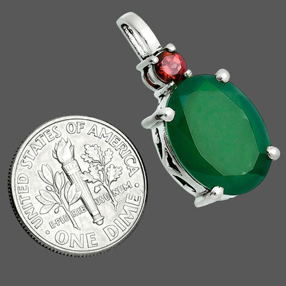 Premium Quality Green Onyx & Garnet Pendant P-1113 21-EP10091