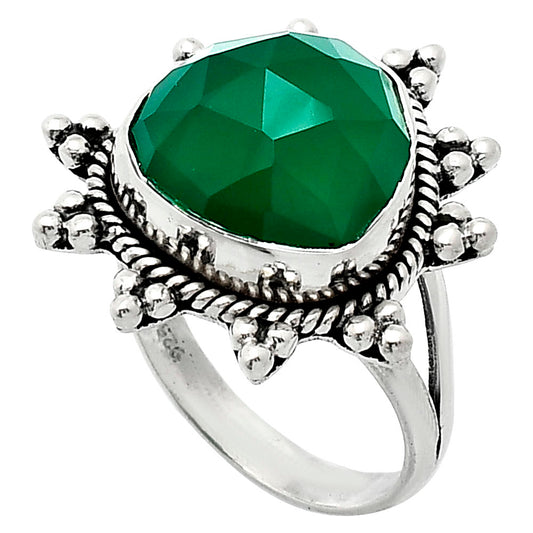 Premium Quality Green Onyx Checker Ring size-8 R-1234 21-ER10270