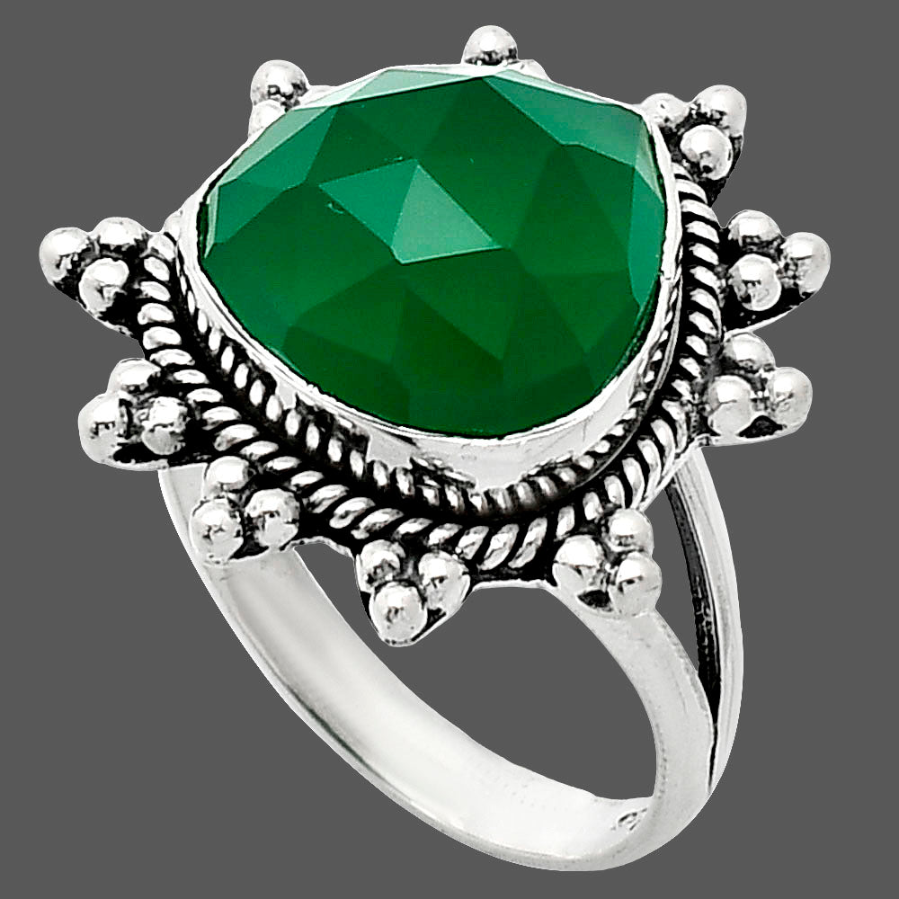 Premium Quality Green Onyx Checker Ring size-9 R-1234 21-ER10271