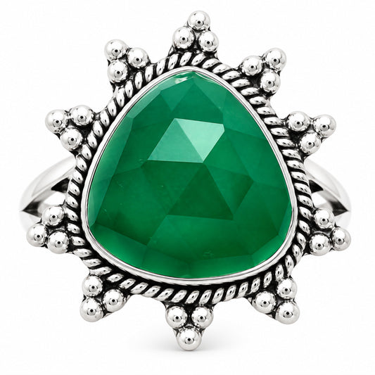 Premium Quality Green Onyx Checker Ring size-8 R-1234 21-ER10273