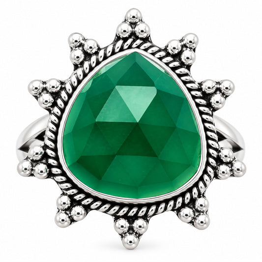 Premium Quality Green Onyx Checker Ring size-9 R-1234 21-ER10274