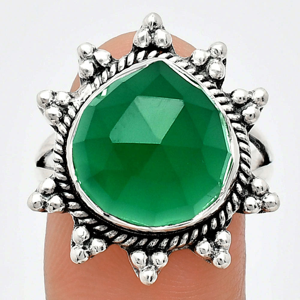 Premium Quality Green Onyx Checker Ring size-9 R-1234 21-ER10274