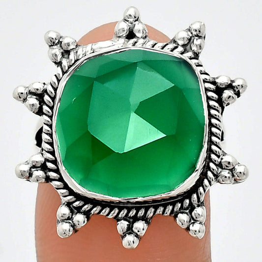 Premium Quality Green Onyx Checker Ring size-7 R-1234 21-ER10275
