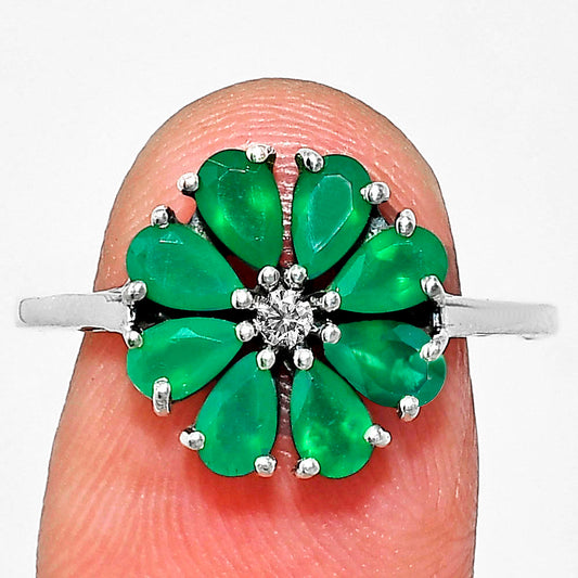 Premium Green Onyx & Moissanite Ring size-9.5 R-1031 21-ER10292