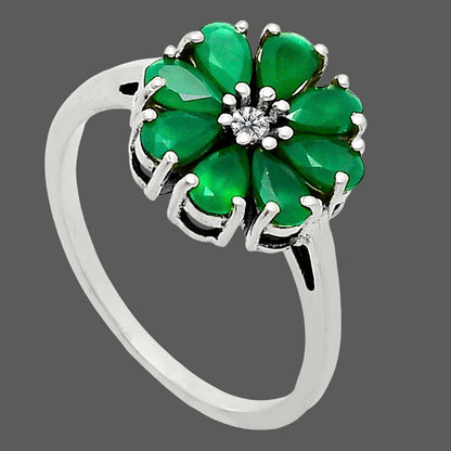 Premium Green Onyx & Moissanite Ring size-9.5 R-1031 21-ER10292