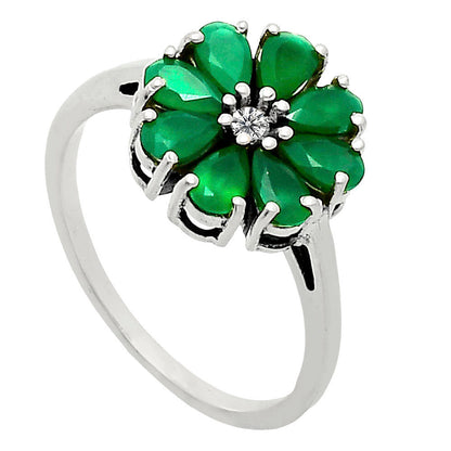 Premium Green Onyx & Moissanite Ring size-9.5 R-1031 21-ER10292