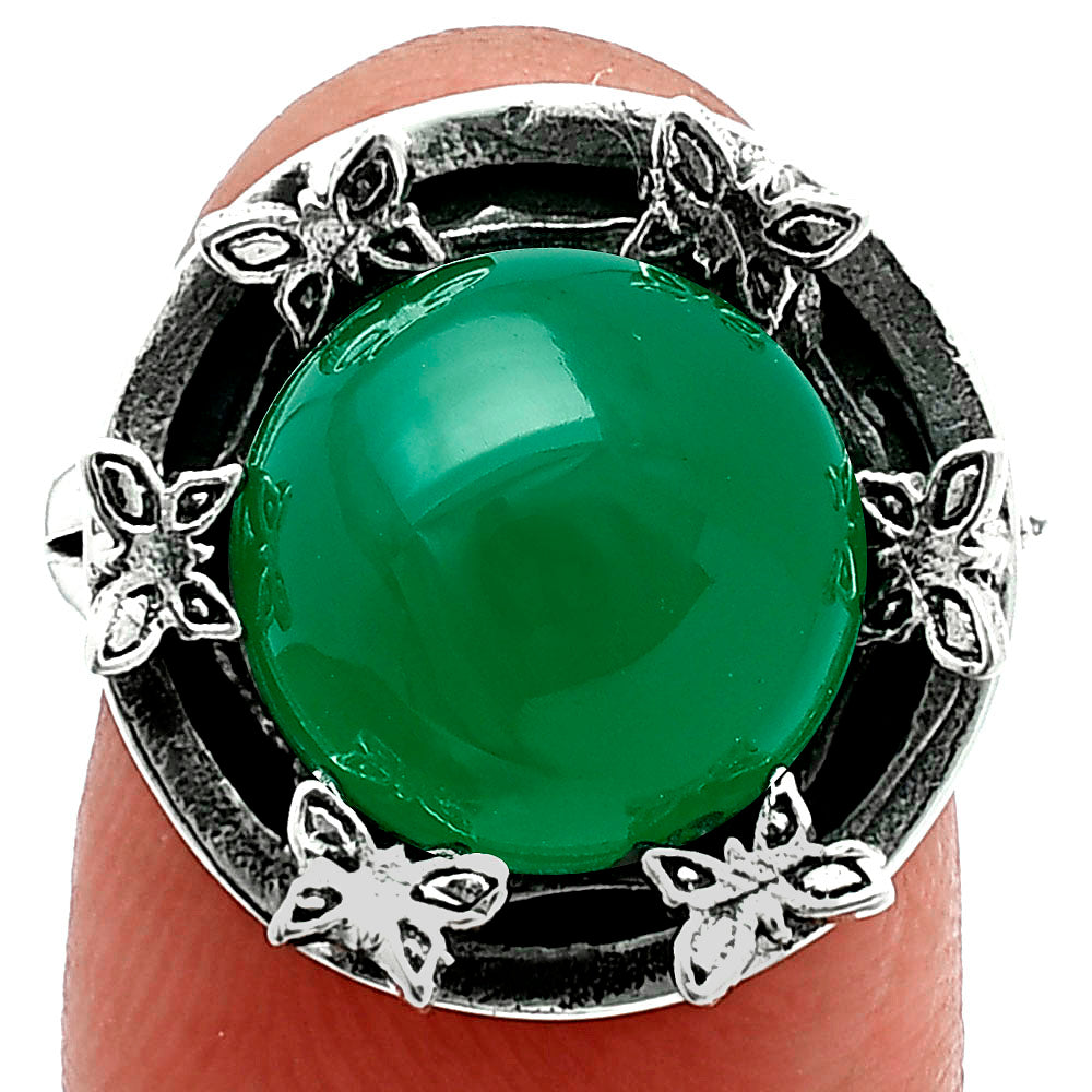 Premium Butterfly - Green Onyx Ring size-8 R-1716 21-ER10295