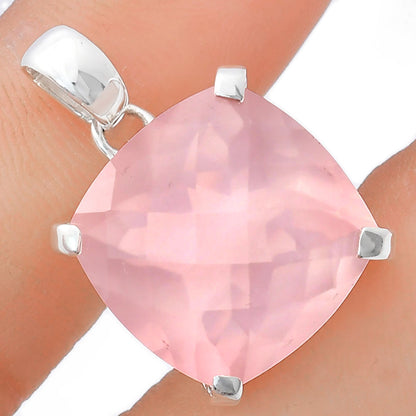 Premium Quality Rose Quartz Checker - Madagascar Pendant P-1013 22-EP10095