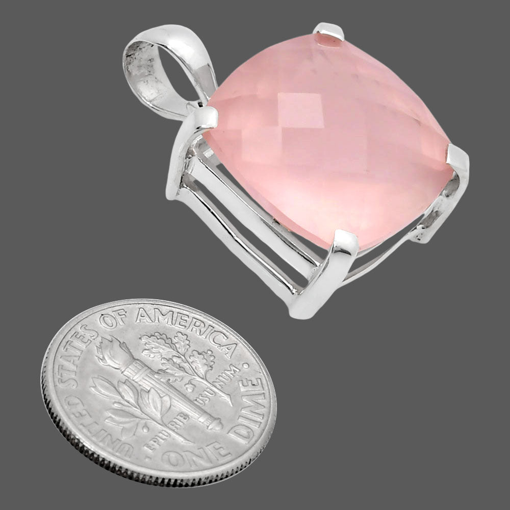 Premium Quality Rose Quartz Checker - Madagascar Pendant P-1013 22-EP10095