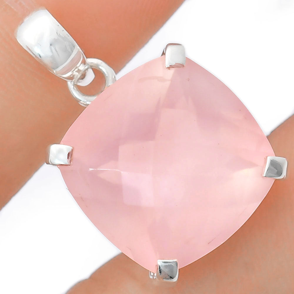 Premium Quality Rose Quartz Checker - Madagascar Pendant P-1013 22-EP10096