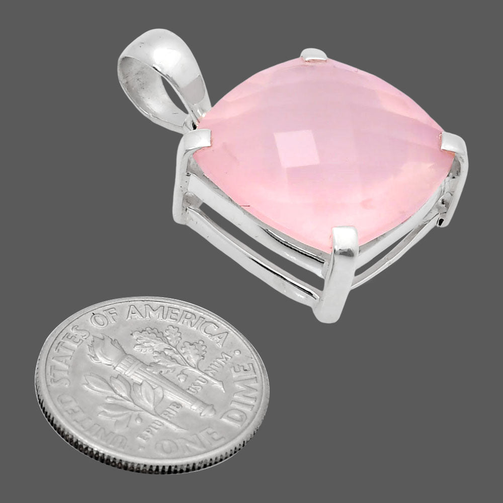 Premium Quality Rose Quartz Checker - Madagascar Pendant P-1013 22-EP10096