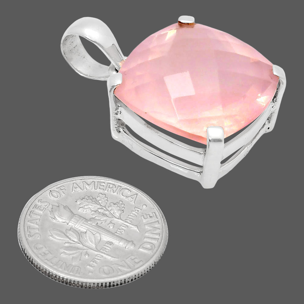 Premium Quality Rose Quartz Checker - Madagascar Pendant P-1013 22-EP10097
