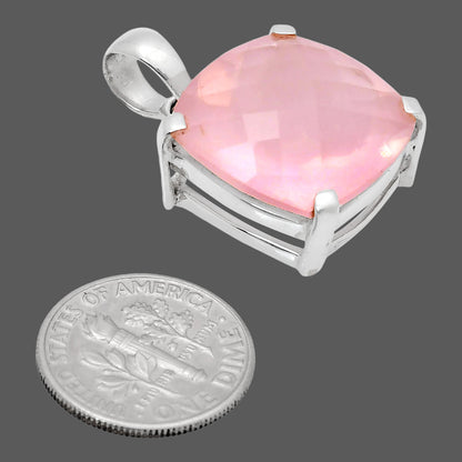 Premium Quality Rose Quartz Checker - Madagascar Pendant P-1013 22-EP10098