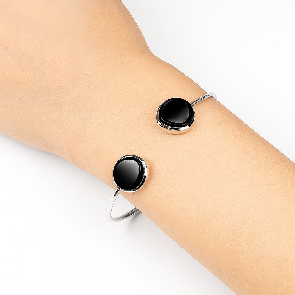 Premium Quality Black Onyx Cuff Bangle Bracelet B-1004 23-EB10082