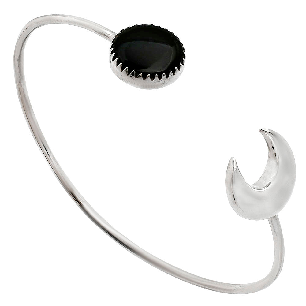 Premium Quality Crescent Moon Black Onyx Cuff Bangle Bracelet B-1046 23-EB10087