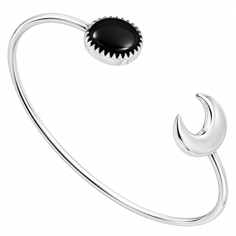 Premium Quality Crescent Moon Black Onyx Cuff Bangle Bracelet B-1046 23-EB10087