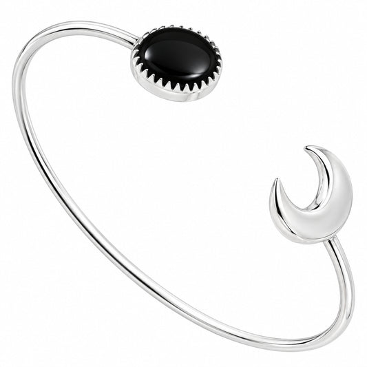 Premium Quality Crescent Moon Black Onyx Cuff Bangle Bracelet B-1046 23-EB10087