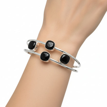 Premium Quality Black Onyx Cuff Bangle Bracelet B-1047 23-EB10088