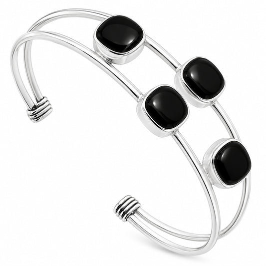 Premium Quality Black Onyx Cuff Bangle Bracelet B-1047 23-EB10089