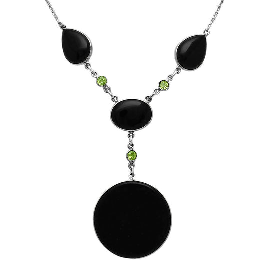 Premium Quality Black Onyx - Brazil & Peridot Necklace N-1023 23-EN10063