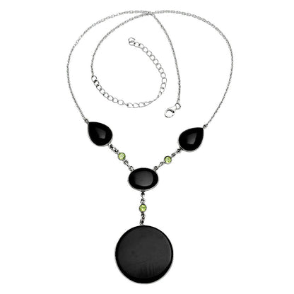 Premium Quality Black Onyx - Brazil & Peridot Necklace N-1023 23-EN10063