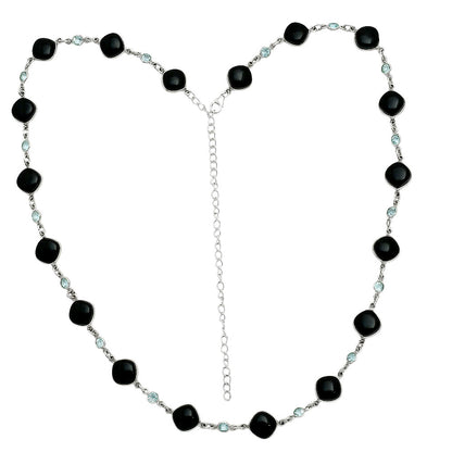 Premium Quality Black Onyx - Brazil & Sky Blue Topaz Necklace N-1024 23-EN10066
