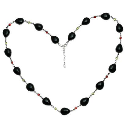 Premium Quality Black Onyx, Peridot & Garnet Necklace N-1024 23-EN10067