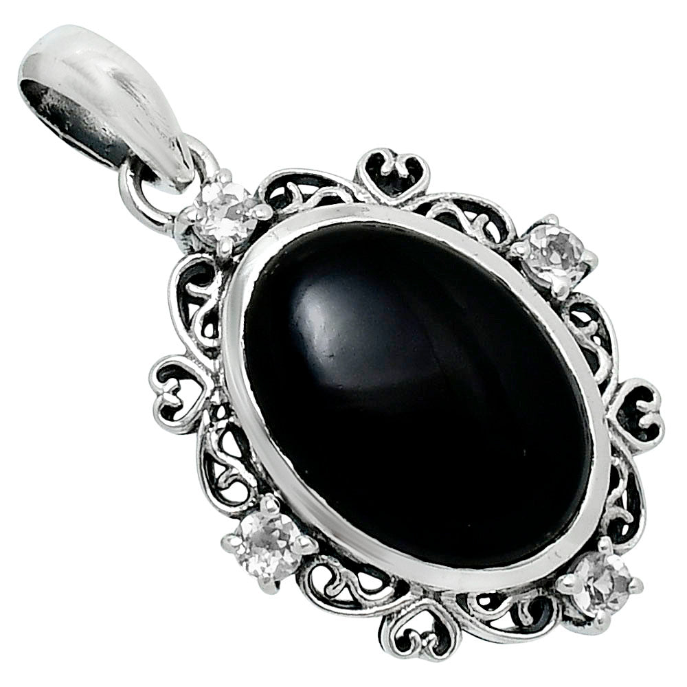 Premium Black Onyx & White Quartz Pendant P-1743 23-EP10106
